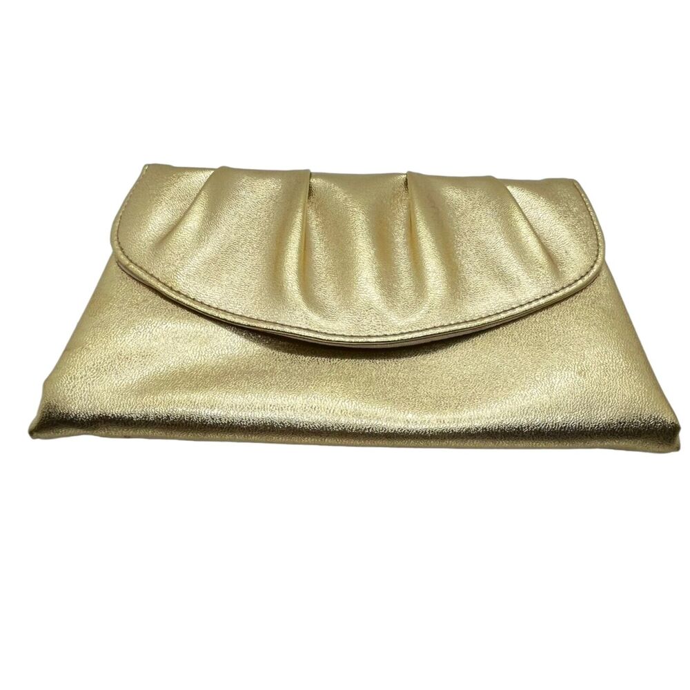 Avon Polished Gold Evening Bag 1978 Pleated Clutch Purse Party New Years w/ Box - Picture 1 of 16